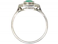 Art Deco Platinum, Emerald & Diamond Octagonal Shaped Ring