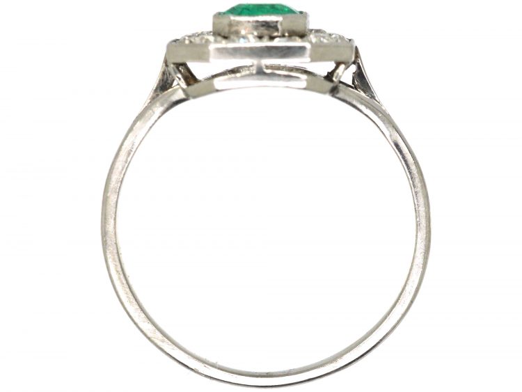 Art Deco Platinum, Emerald & Diamond Octagonal Shaped Ring