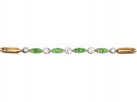 Edwardian 18ct Gold, Green Garnet & Diamond Bracelet