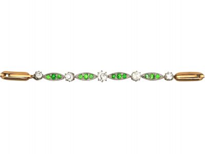 Edwardian 18ct Gold, Green Garnet & Diamond Bracelet