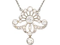 Art Deco Platinum & 15ct Gold, Diamond Pendant on Platinum Chain