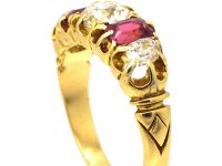 Victorian 18ct Gold, Ruby & Diamond Five Stone Ring