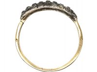 Georgian 15ct Gold & Silver, Three Row Old Mine Cut Diamond Ring