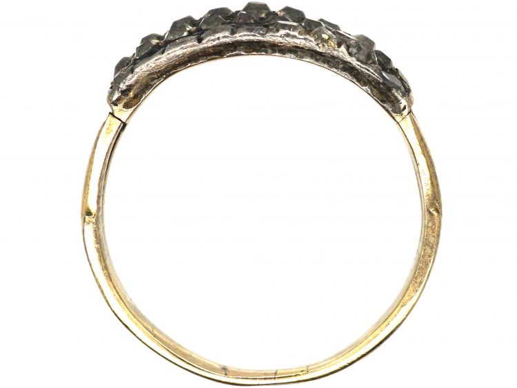 Georgian 15ct Gold & Silver, Three Row Old Mine Cut Diamond Ring
