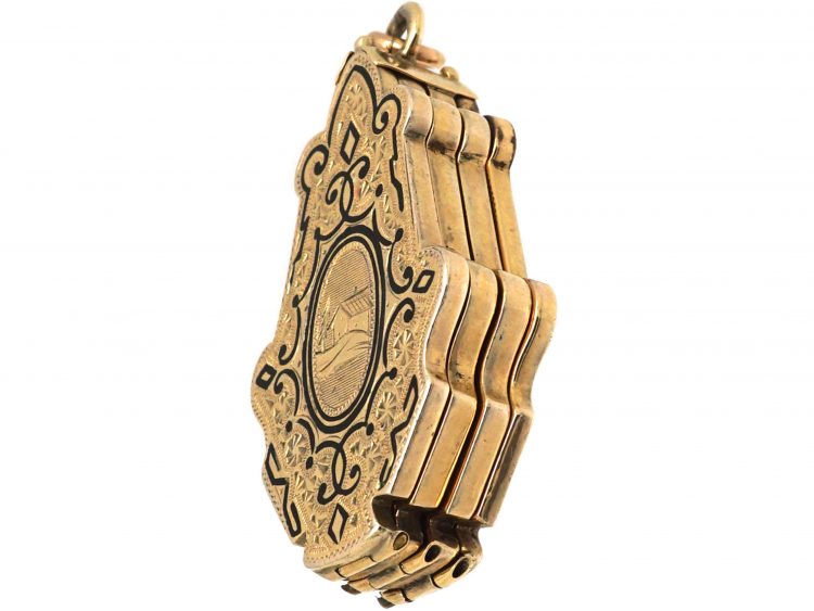19th Century Swiss 14ct Gold & Enamel Family Locket with Six Compartments