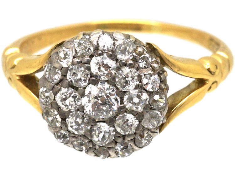 Edwardian 18ct Gold & Diamond Cluster Ring
