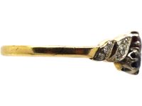 Edwardian 18ct Gold & Platinum, Sapphire, Ruby & Diamond Twist Ring