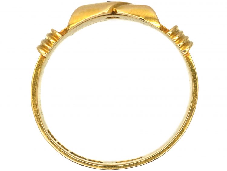 Edwardian 18ct Gold Kiss Ring set with a Diamond