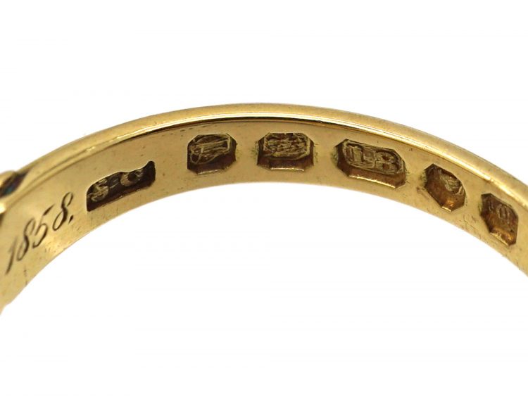 Victorian 18ct Gold, Black Enamel & Diamond Mourning Ring