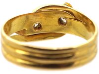 Victorian 18ct Gold Double Snake Ring set with Diamonds