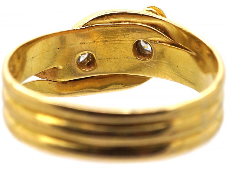 Victorian 18ct Gold Double Snake Ring set with Diamonds
