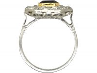 Art Deco Platinum, Green Tourmaline & Diamond Octagonal Shaped Ring