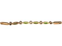Edwardian 18ct Gold, Green Garnet & Diamond Bracelet