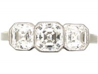 Platinum, Three Stone Asscher Cut Diamond Ring