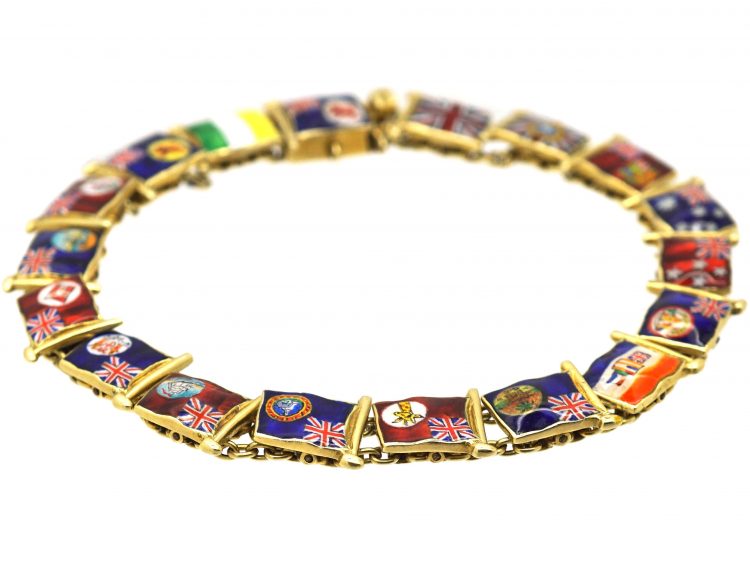 14ct Gold & Enamel Commonwealth Flags Bracelet