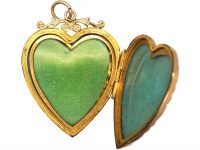 Edwardian 9ct Back & Front Locket Heart Shaped Locket with Rose Sprig Motif