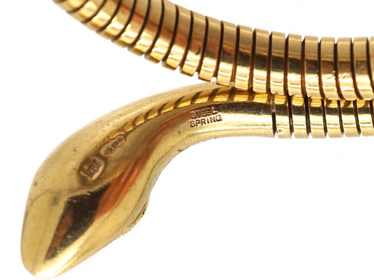 1960s 9ct Gold Snake Bracelet with Ruby set Eyes