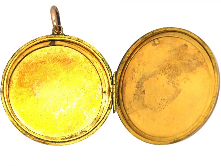 Edwardian 9ct Gold Round Locket with Heart Motif