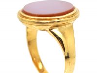 French 19th Century 18ct Gold Signet Ring with Hinged Locket Inside