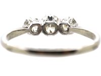 Art Deco Platinum, Three Stone Diamond Ring