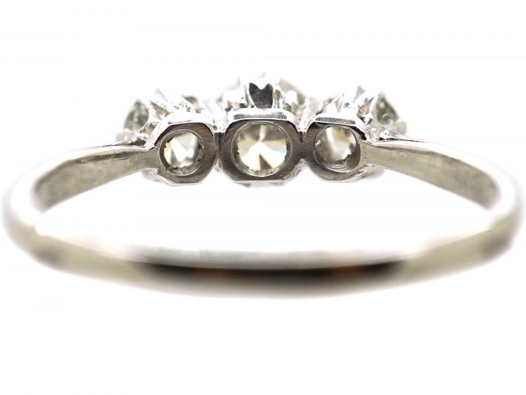 Art Deco Platinum, Three Stone Diamond Ring