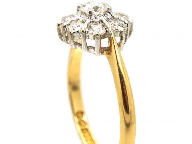 Mid 20th Century 18ct Gold & Platinum, Diamond Cluster Ring