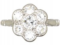 Edwardian 18ct White Gold & Platinum, Diamond Cluster Ring