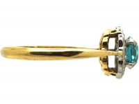 Art Deco 18ct Gold & Platinum, Zircon & Diamond Cluster Ring