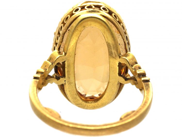 Victorian 18ct Gold Ring set with a Large Imperial Topaz