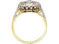 Retro 18ct Gold Diamond Cluster Ring with Diamond Set Shoulders