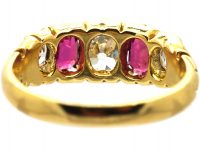 Victorian 18ct Gold, Ruby & Diamond Five Stone Ring