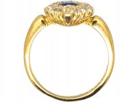Victorian 18ct Gold Marquise Ring set with a Sapphire & Diamonds