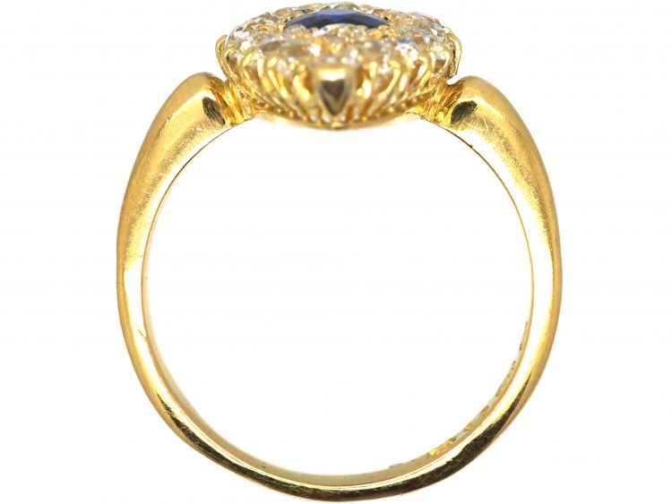 Victorian 18ct Gold Marquise Ring set with a Sapphire & Diamonds