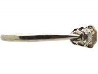 Art Deco Platinum, Three Stone Ring with Champagne Coloured Diamond in the Centre