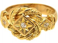 Early 20th Century 18ct Gold Knot Ring set with Three Diamonds