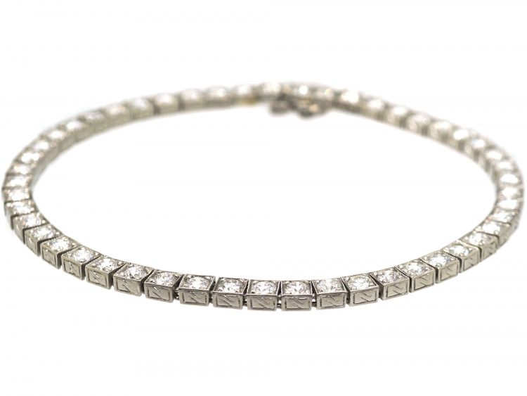 Platinum & Diamond Line Bracelet by Sophia D