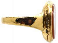 French 19th Century 18ct Gold Signet Ring with Hinged Locket Inside