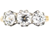 Edwardian 18ct Gold, Three Stone Diamond Ring