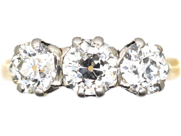 Edwardian 18ct Gold, Three Stone Diamond Ring