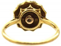 Edwardian 18ct Gold, Turquoise & Natural Pearl Ring with Diamond Points