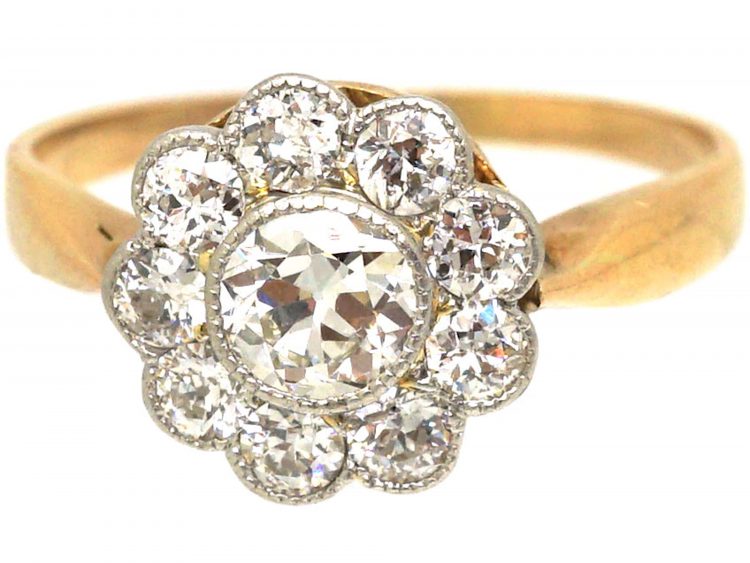 Edwardian 18ct Gold & Platinum, Diamond Cluster Ring