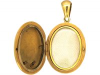 Victorian 15ct Gold Oval Locket with Flower Garland Motif