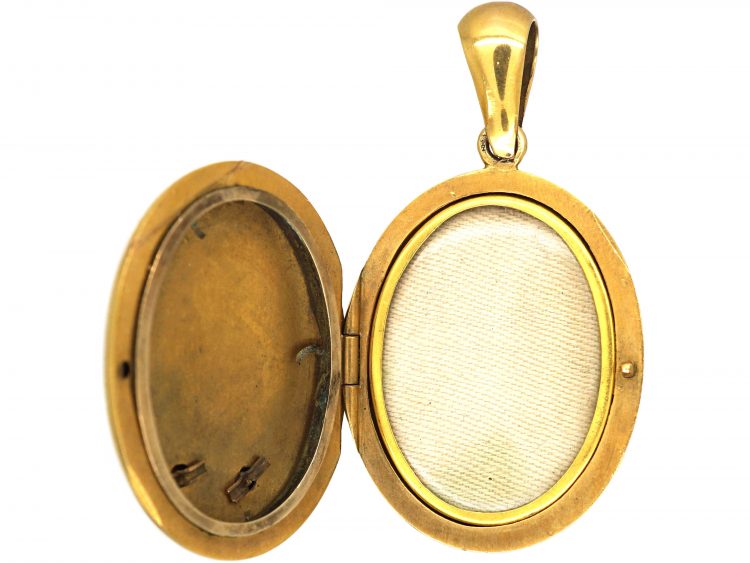 Victorian 15ct Gold Oval Locket with Flower Garland Motif