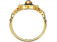 Victorian 18ct Gold, Black Enamel & Diamond Mourning Ring