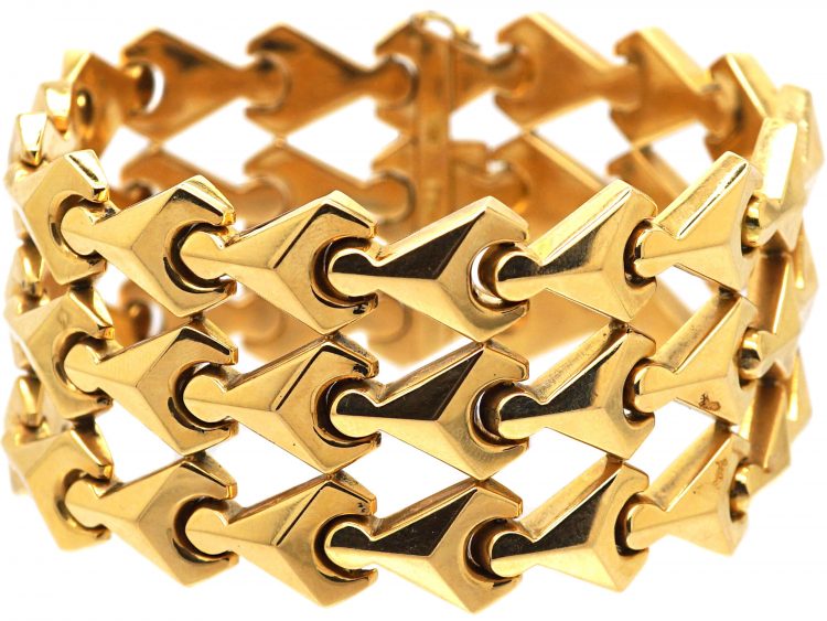 1970s 18ct Gold Wide Articulated Bracelet