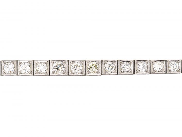 Art Deco Platinum, Graduated Diamond Line Bracelet