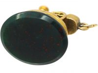 Victorian 15ct Gold Seal of a Steam Engine with Bloodstone Base