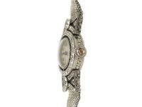 Art Deco Platinum, Onyx & Diamond Watch with Bow Detail
