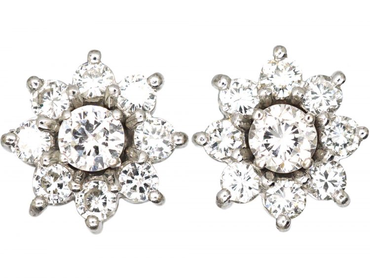 18ct White & Yellow Gold Multi Gem Interchangeable Cluster Earrings