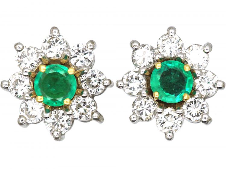 18ct White & Yellow Gold Multi Gem Interchangeable Cluster Earrings